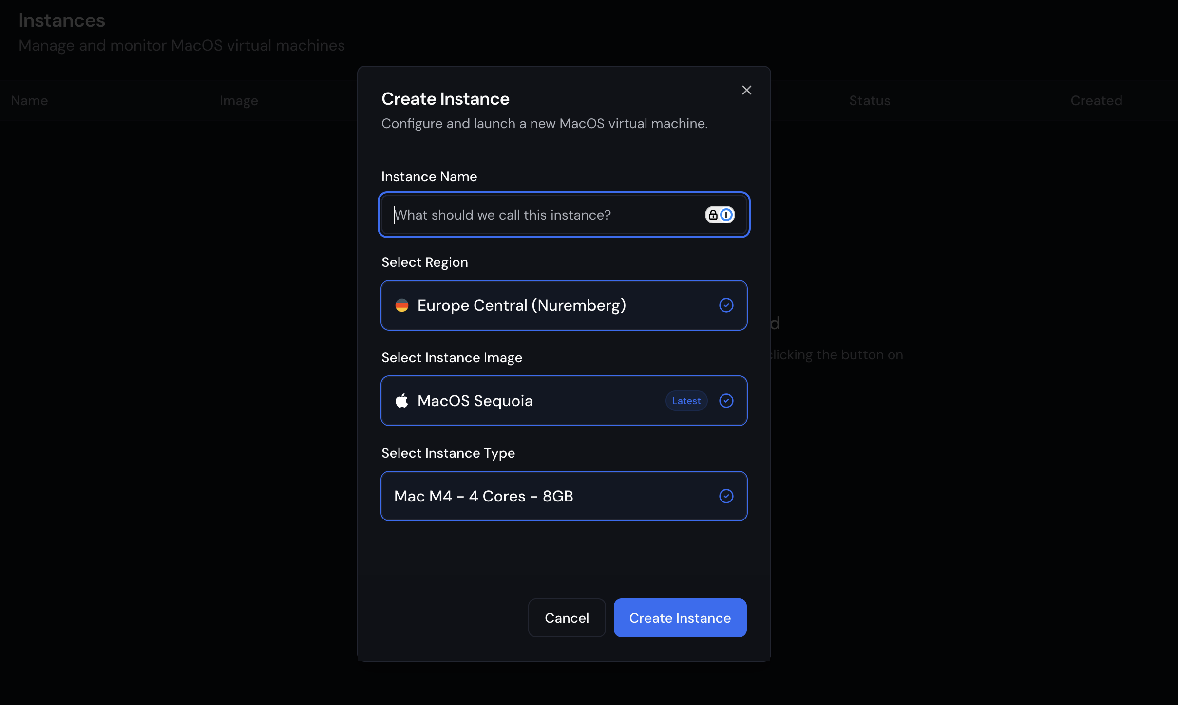 Create Instance